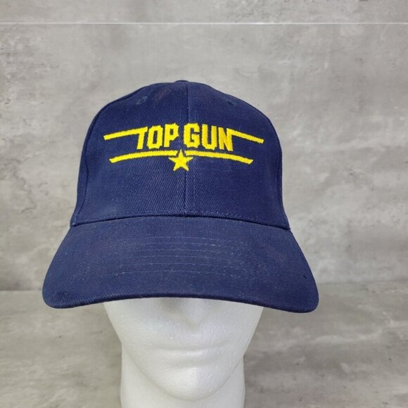 Vintage Top Gun Cap Hat Anvil Tag Mens Distressed Adjustable Blue - Picture 1 of 7